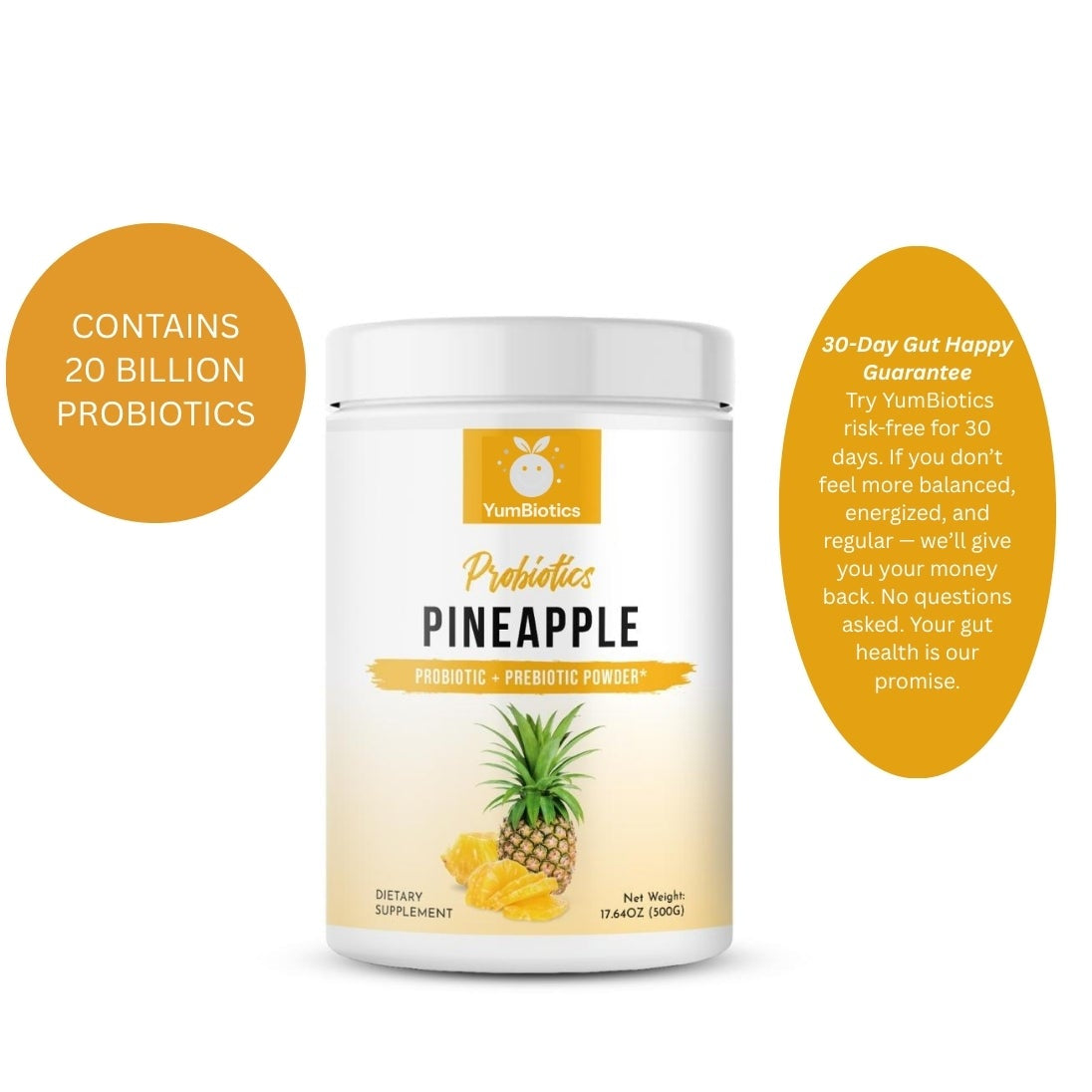YumBiotics™ Pineapple Probiotic + Prebiotic Powder